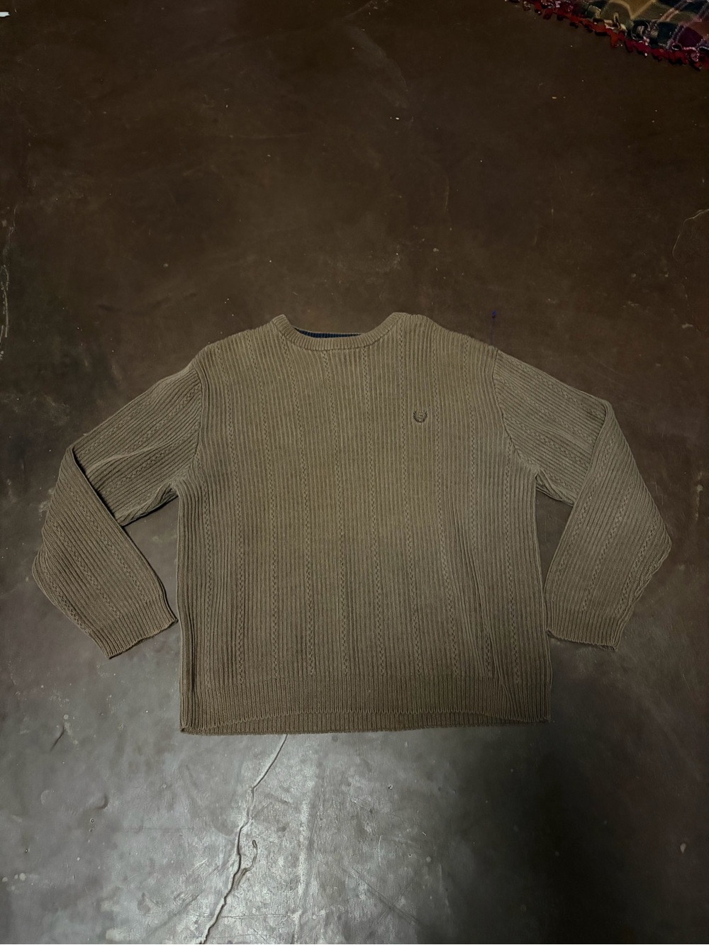 Chaps Olive Ribbed Crewneck Sweater